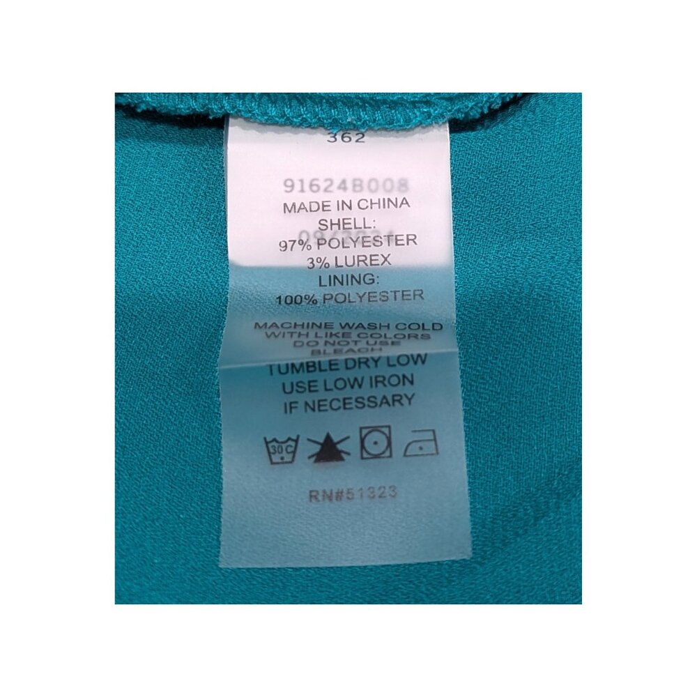 Vince Camuto Metallic Striped Off Shoulder Tie Hem Blouse XL Teal - Picture 7 of 8